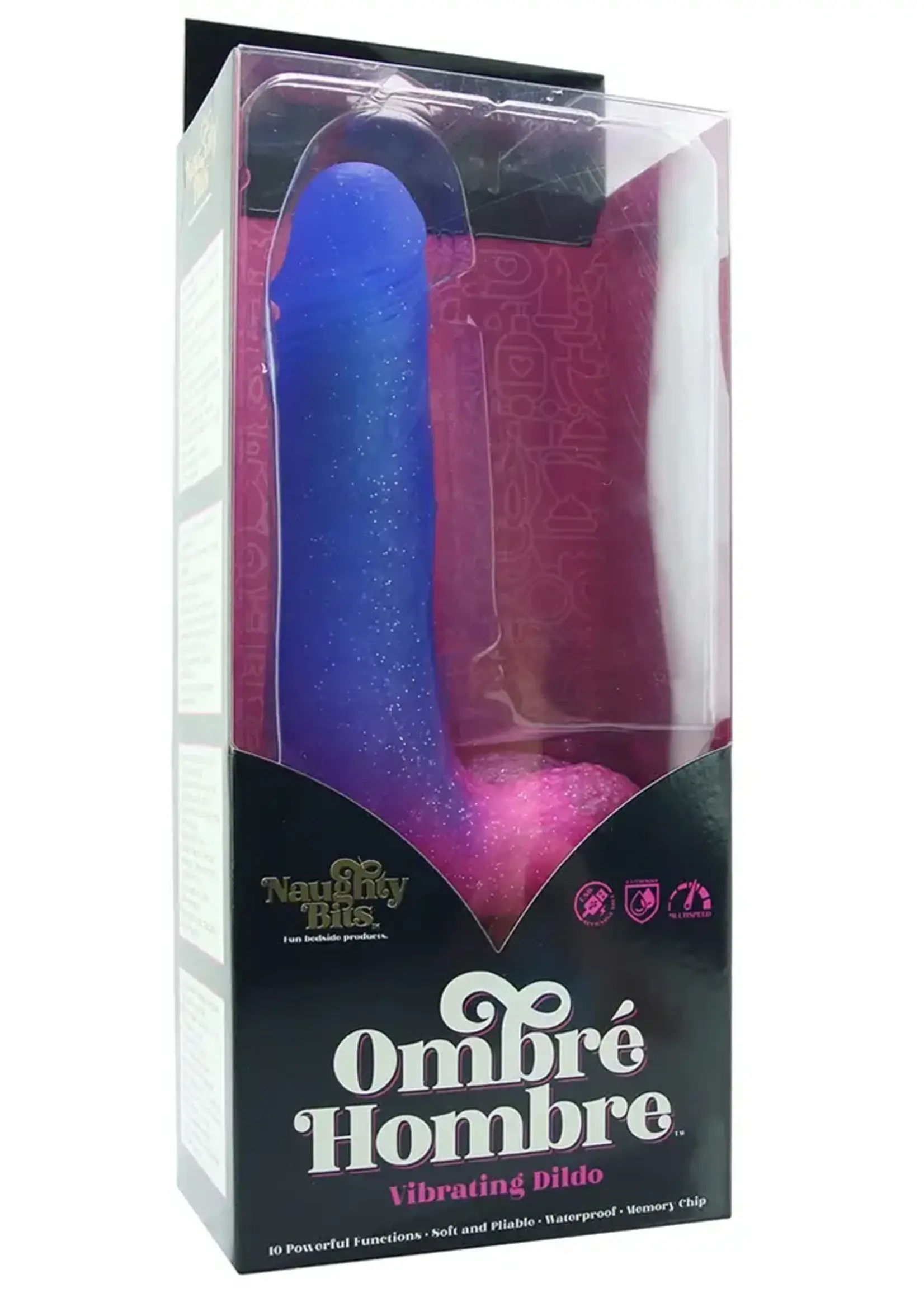 Calexotics Naughty Bits Ombre Hombre Rechargeable Silicone Vibrating Dildo - Multicolored