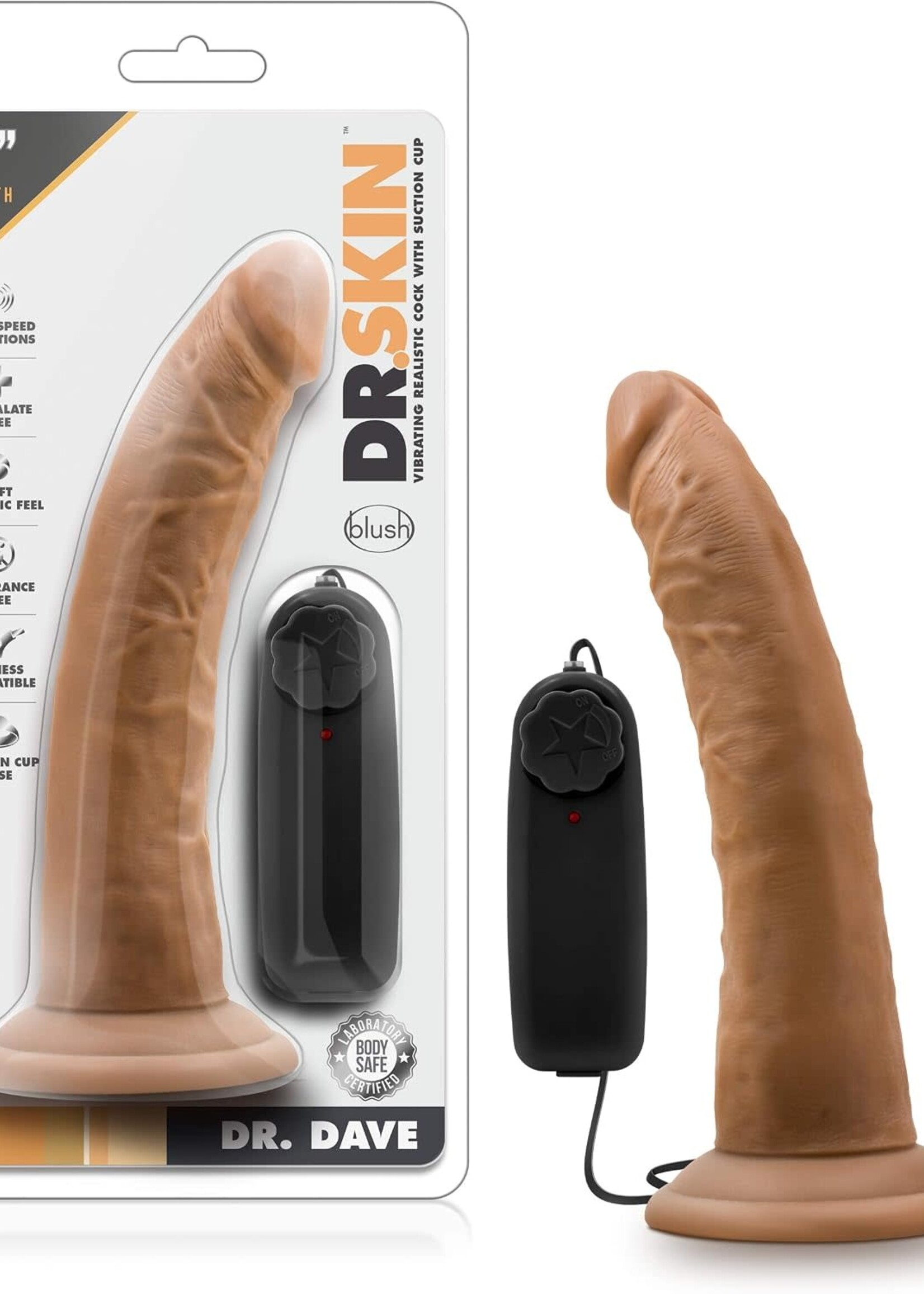 Blush Novelties Dr. Skin - Dr. Dave - 7 Inch Vibrating Cock With Suction Cup