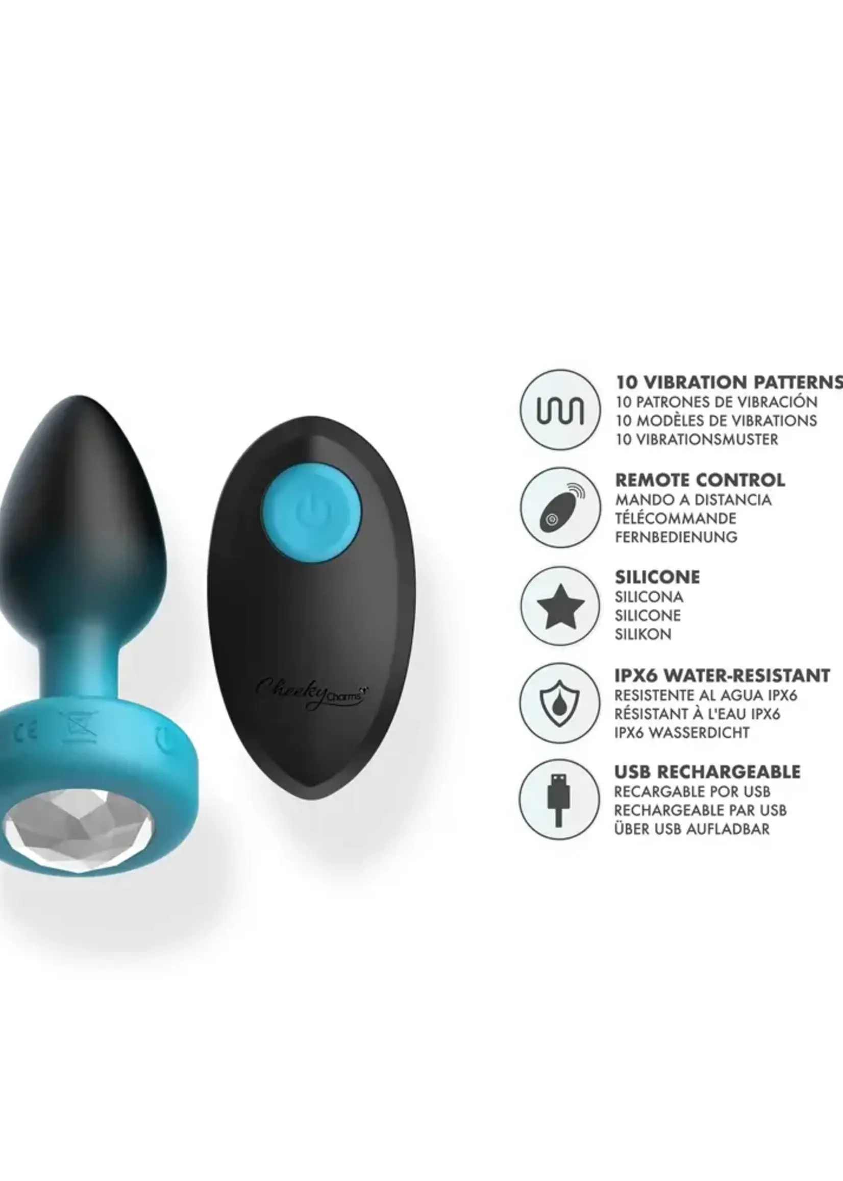 Viben Eluxe Vibrating Clr Gem Bluombre Plug With Remote