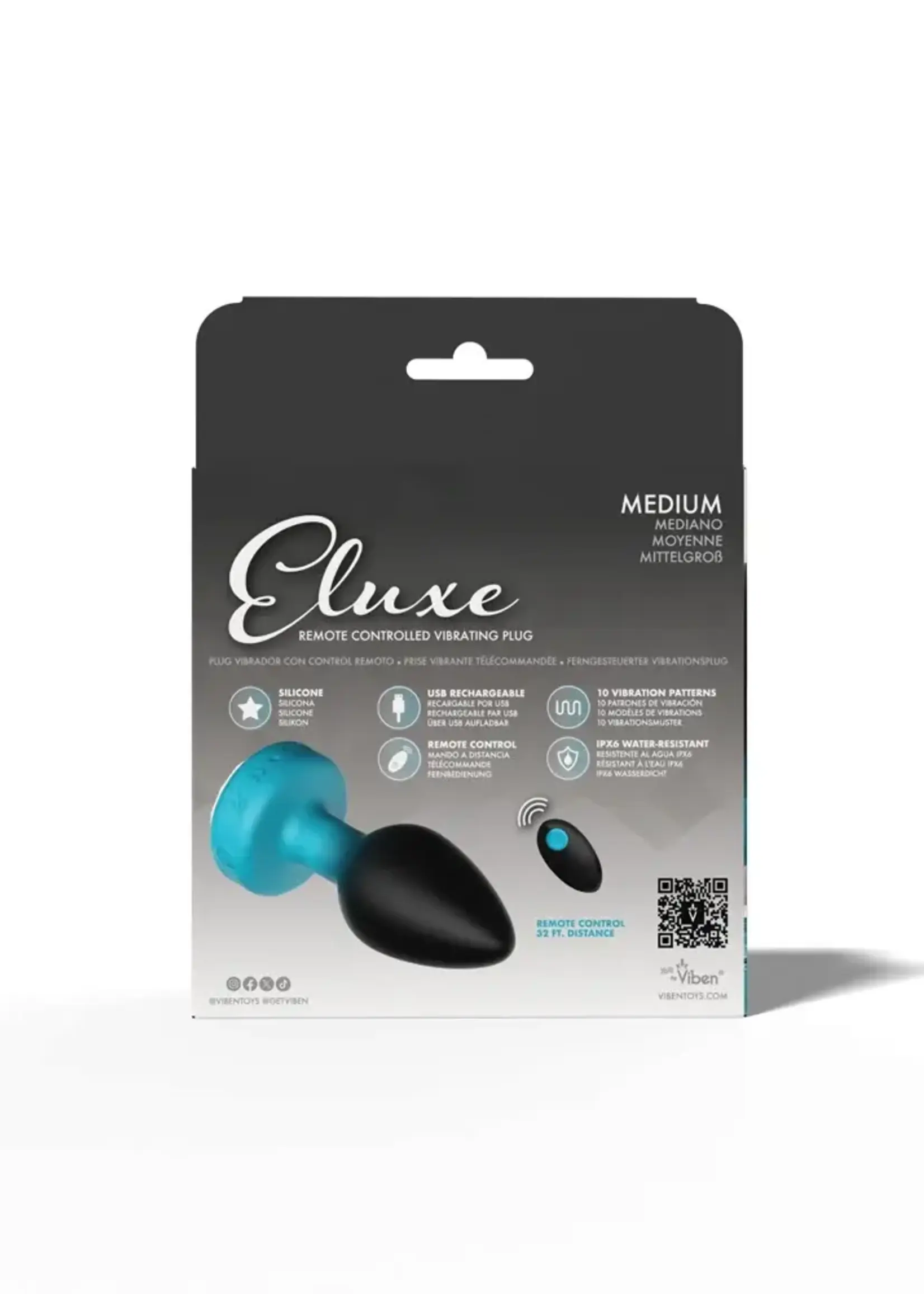 Viben Eluxe Vibrating Clr Gem Bluombre Plug With Remote