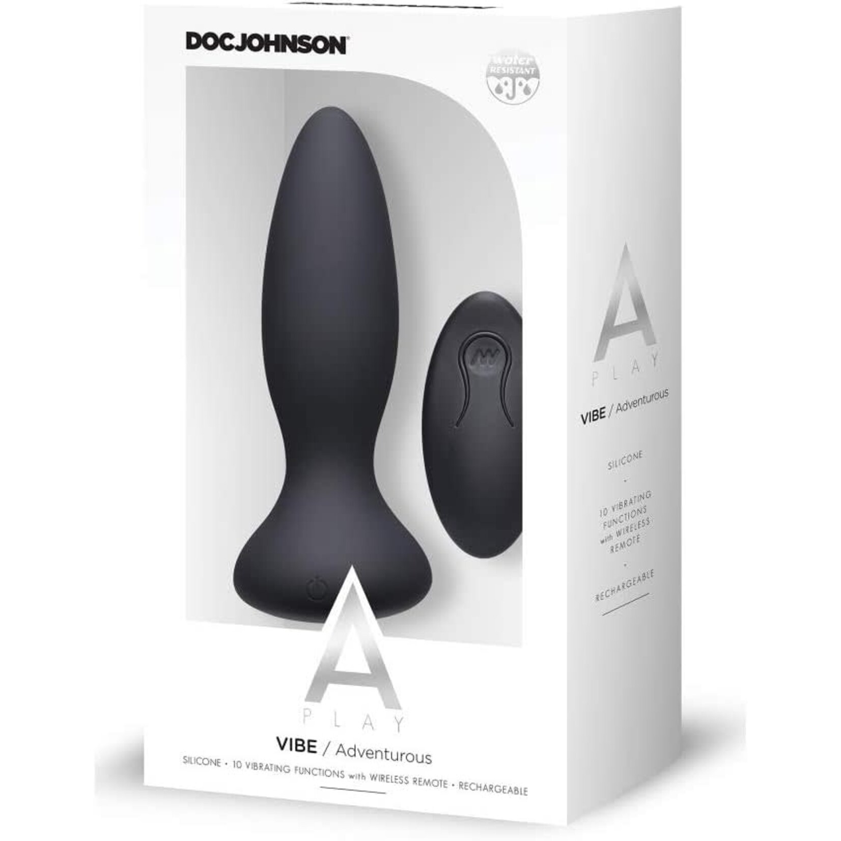 Doc Johnson A-Play Vibe Adventurous Rechargeable Silicone Anal Plug With Remote Black