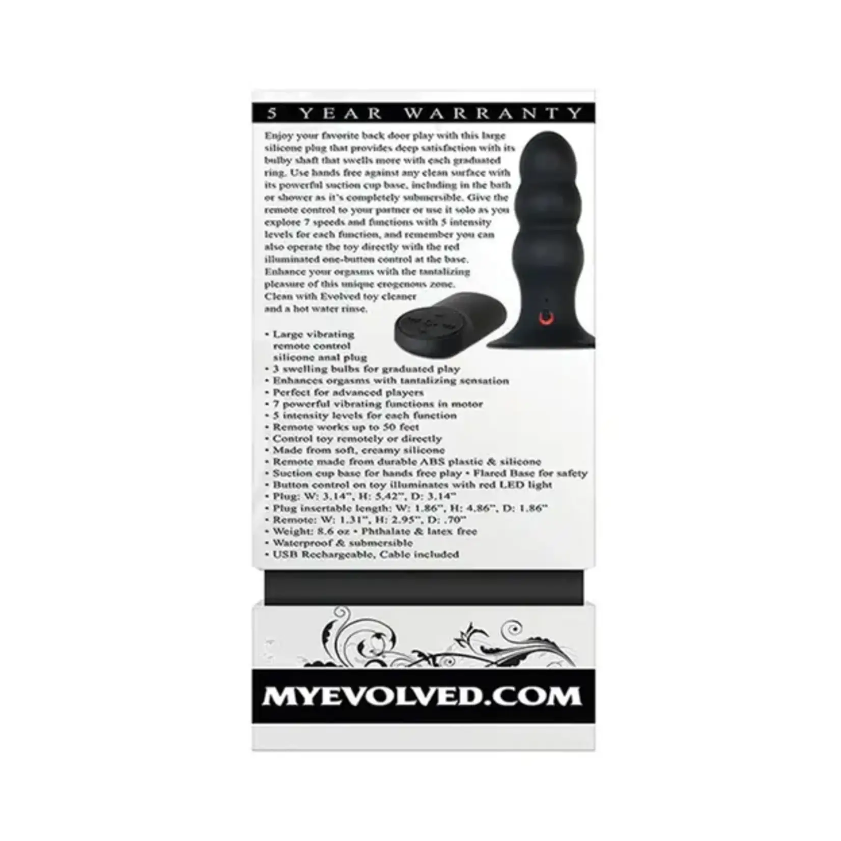 Evolved Novelties Evolved Kong Rechargeable Anal Plug - Black