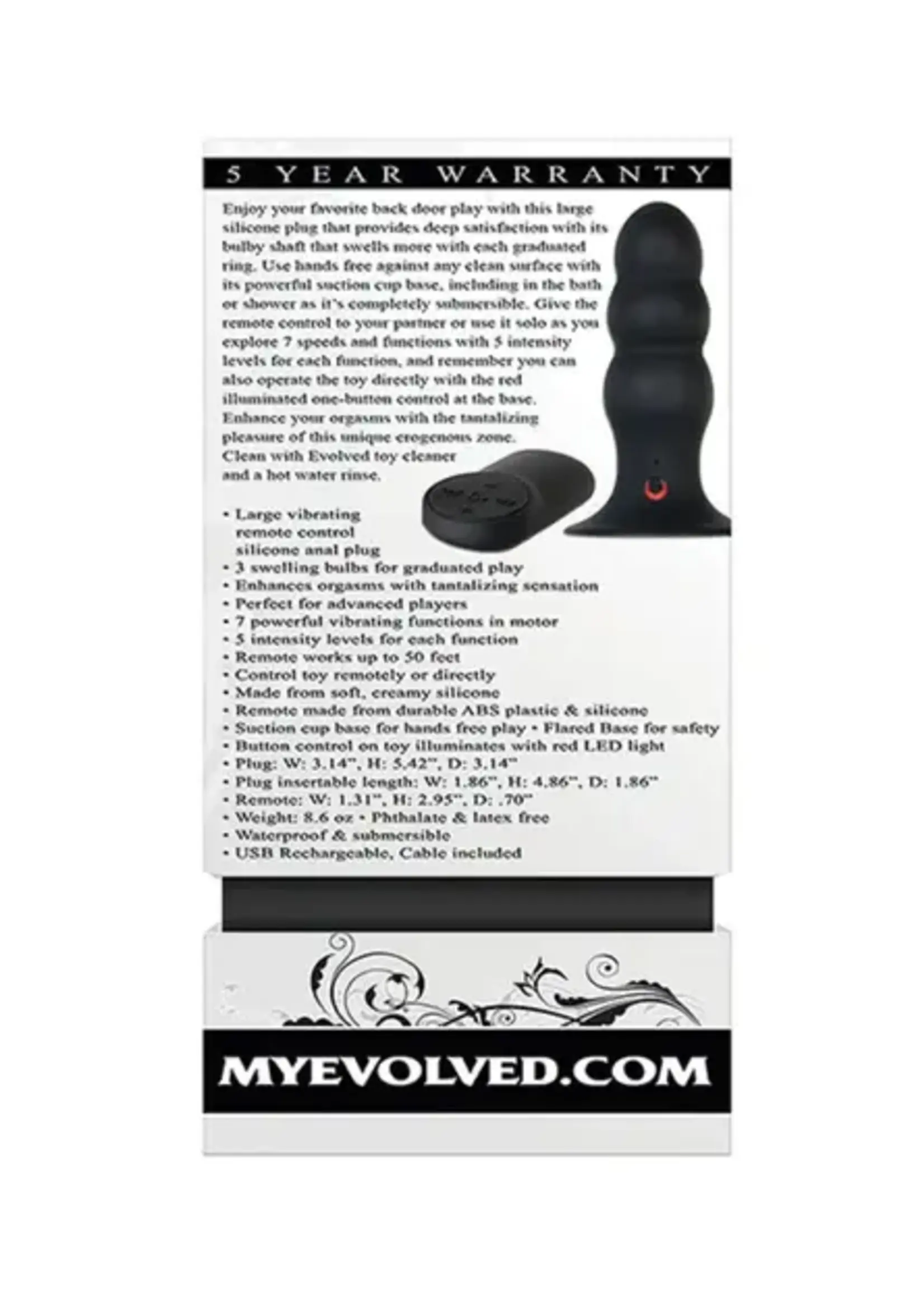 Evolved Novelties Evolved Kong Rechargeable Anal Plug - Black