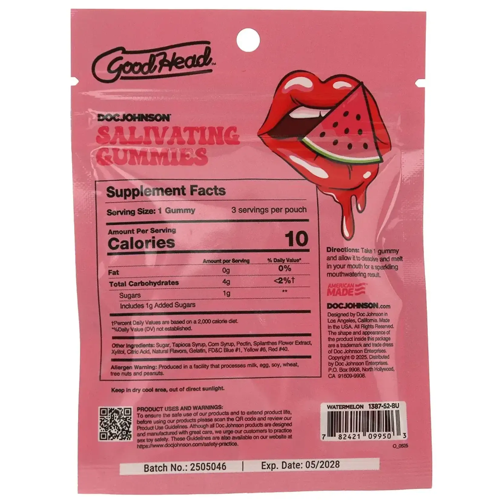 Doc Johnson Goodhead - Salivating Gummies (3 Pcs Per Pouch) - Watermelon