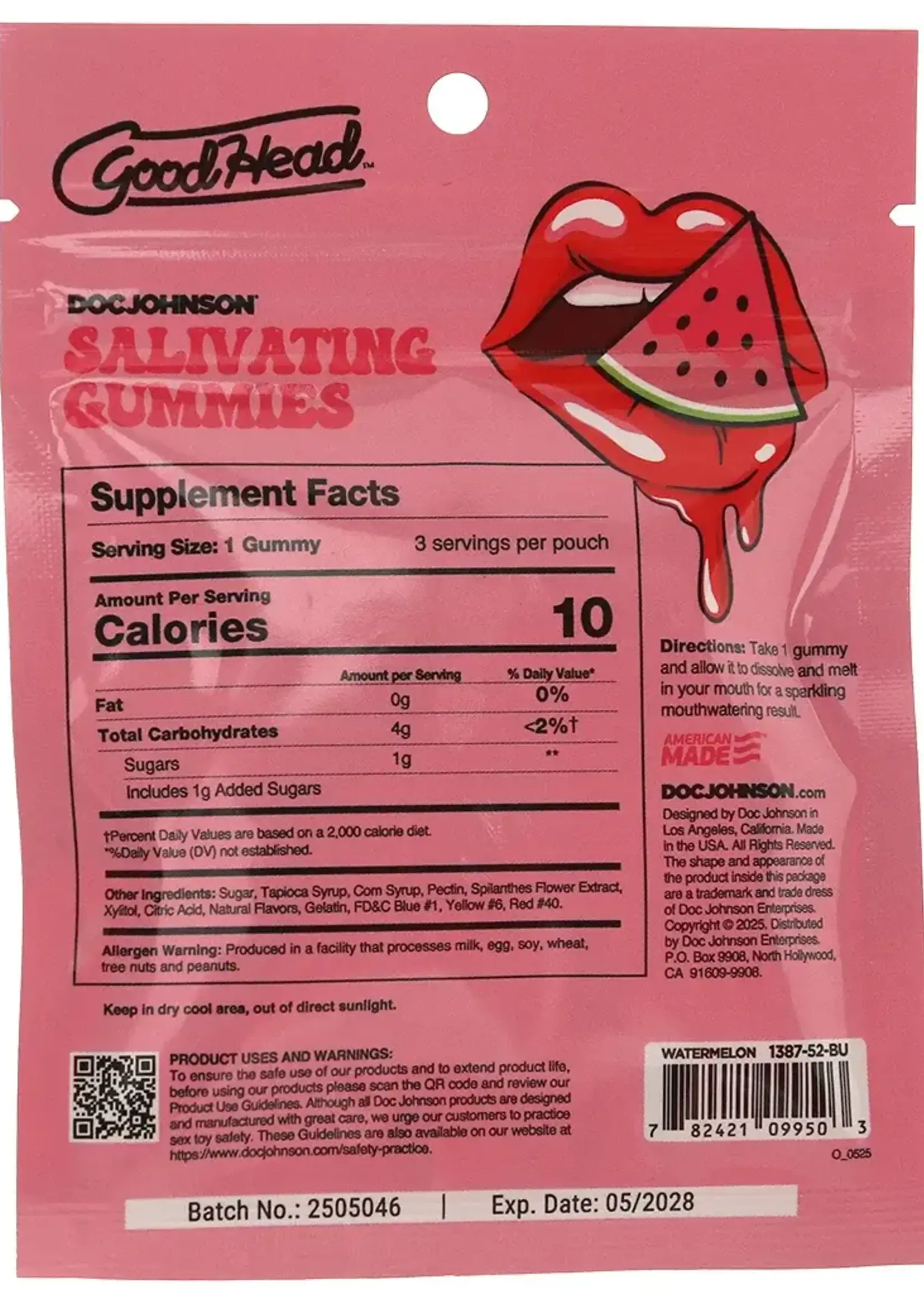 Doc Johnson Goodhead - Salivating Gummies (3 Pcs Per Pouch) - Watermelon