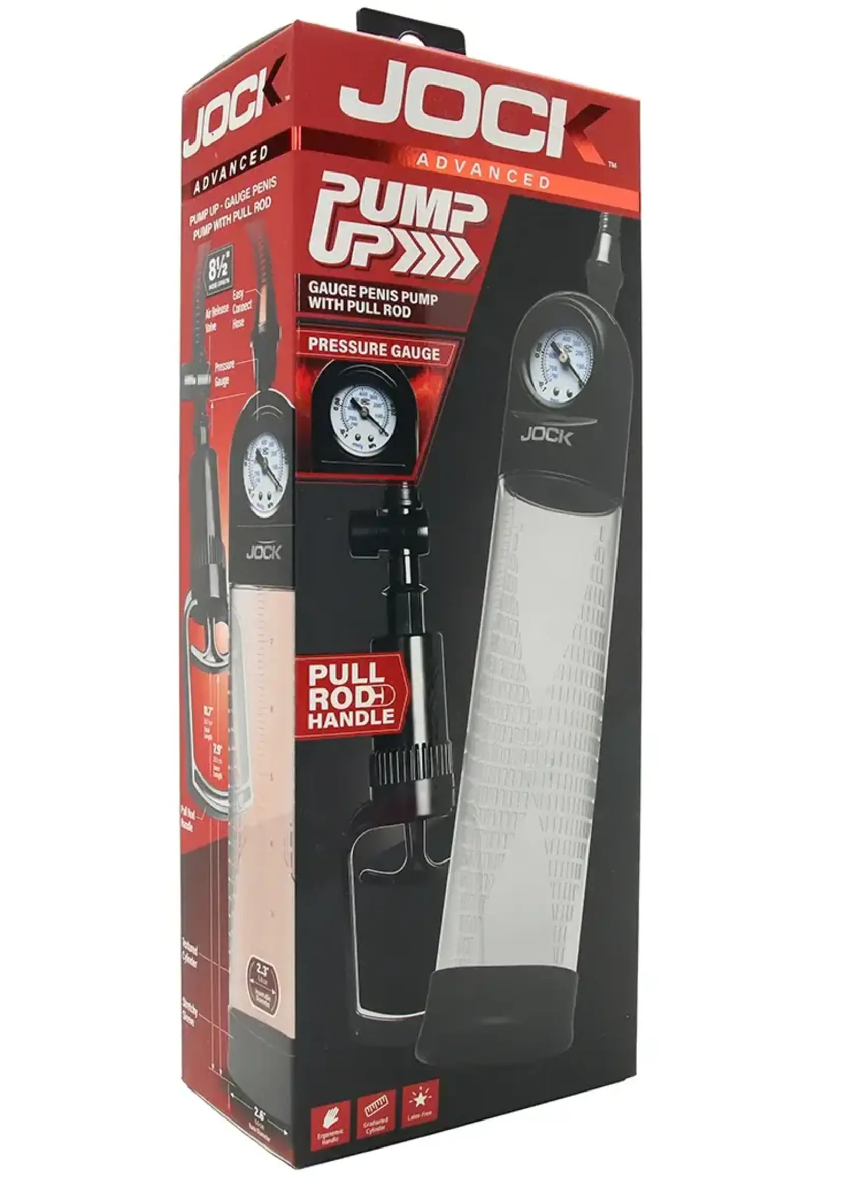 Curve Toys Pump Up Gauge Penis Pump With Pull Rod - Clear