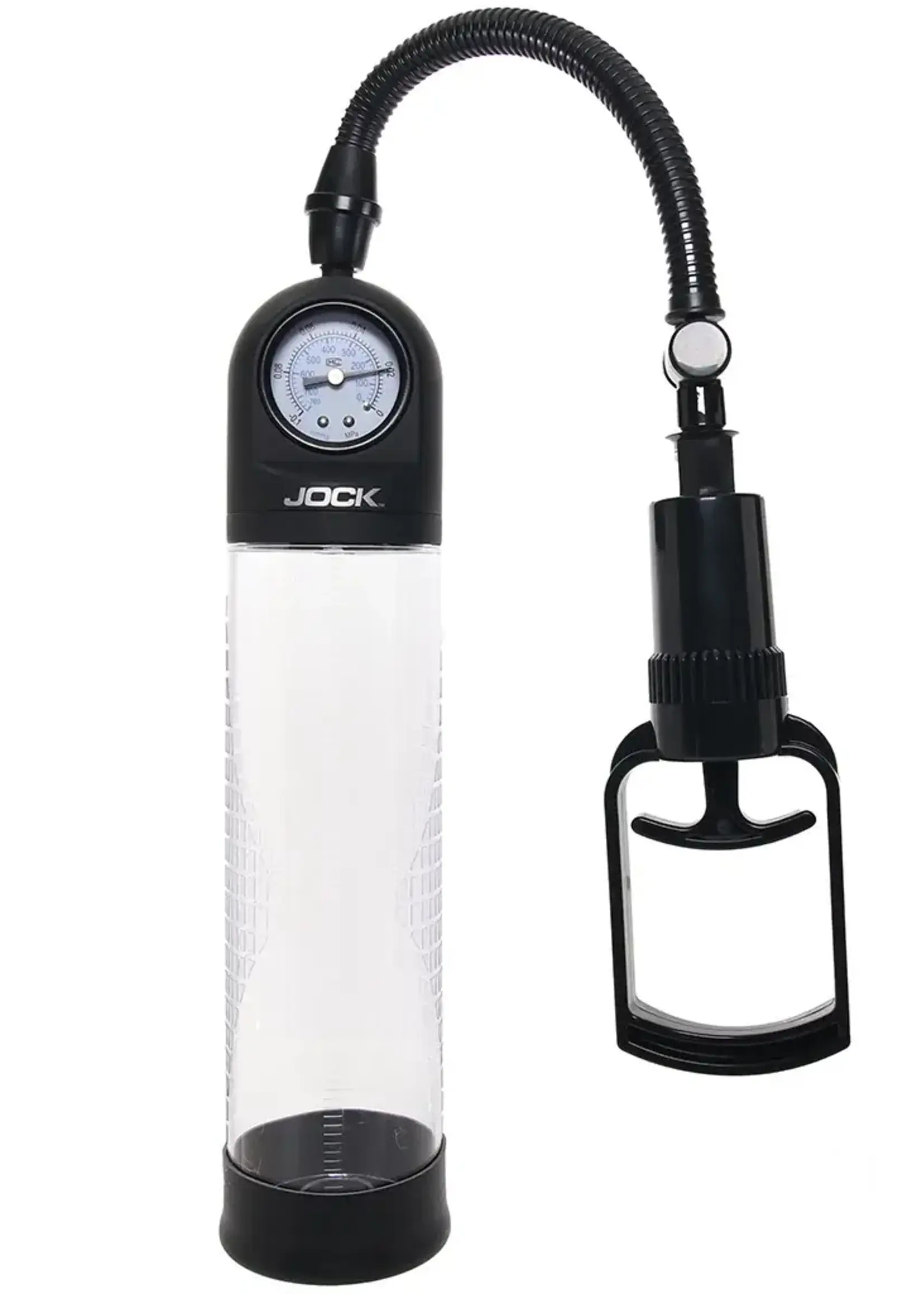 Curve Toys Pump Up Gauge Penis Pump With Pull Rod - Clear