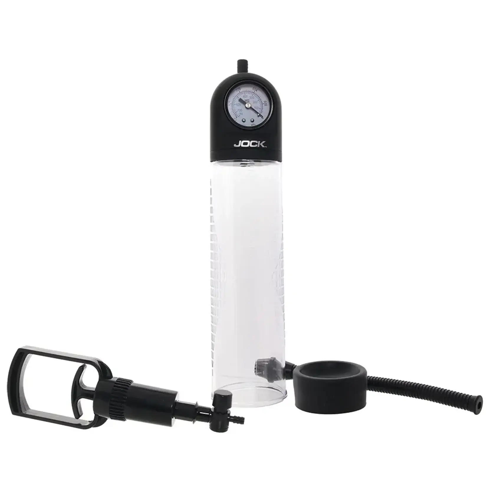 Curve Toys Pump Up Gauge Penis Pump With Pull Rod - Clear