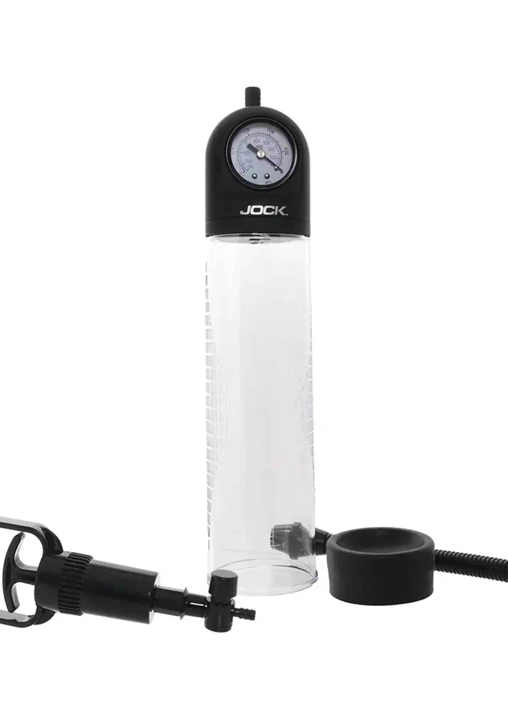 Curve Toys Pump Up Gauge Penis Pump With Pull Rod - Clear