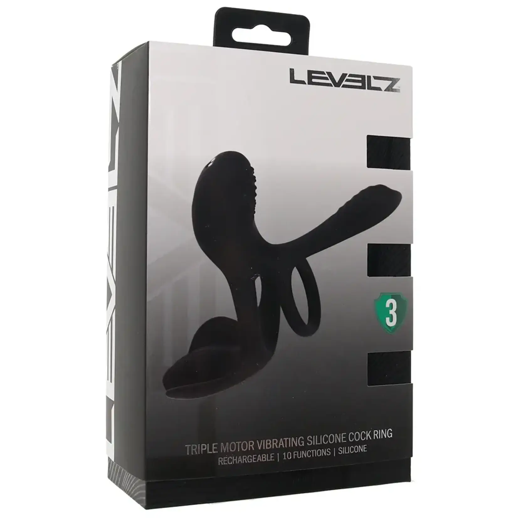 Shots Levelz Levelz Triple Motor Vibrating Silicone Rechargeable Cock Ring - Black