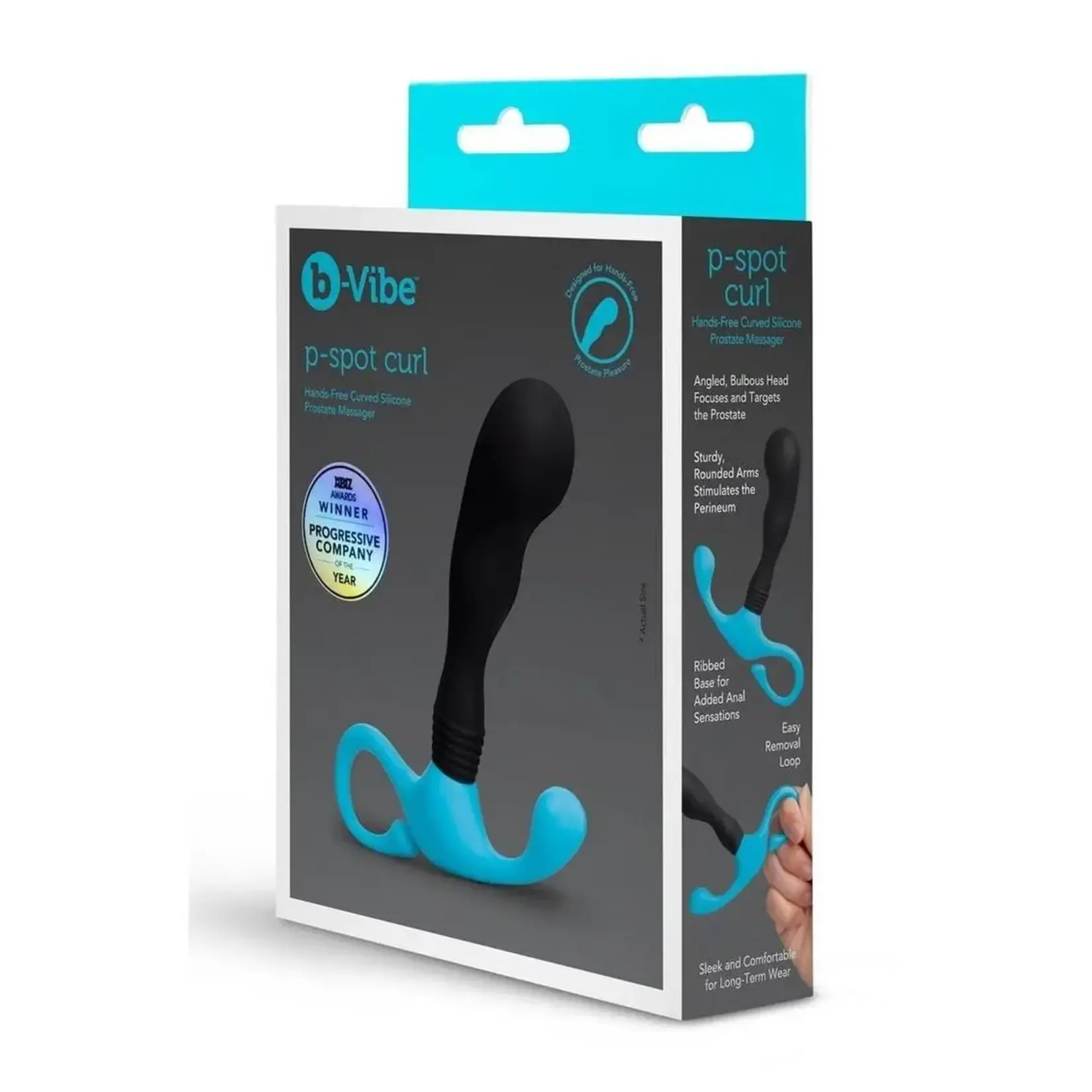 B-Vibe B-Vibe P-Spot Curl Silicone Prostate Massager - Teal/Black