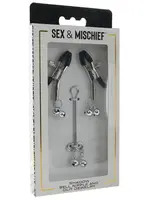Sportsheets Sex & Mischief Shadow Bell Nipple Clit Jewelry - Black/Silver