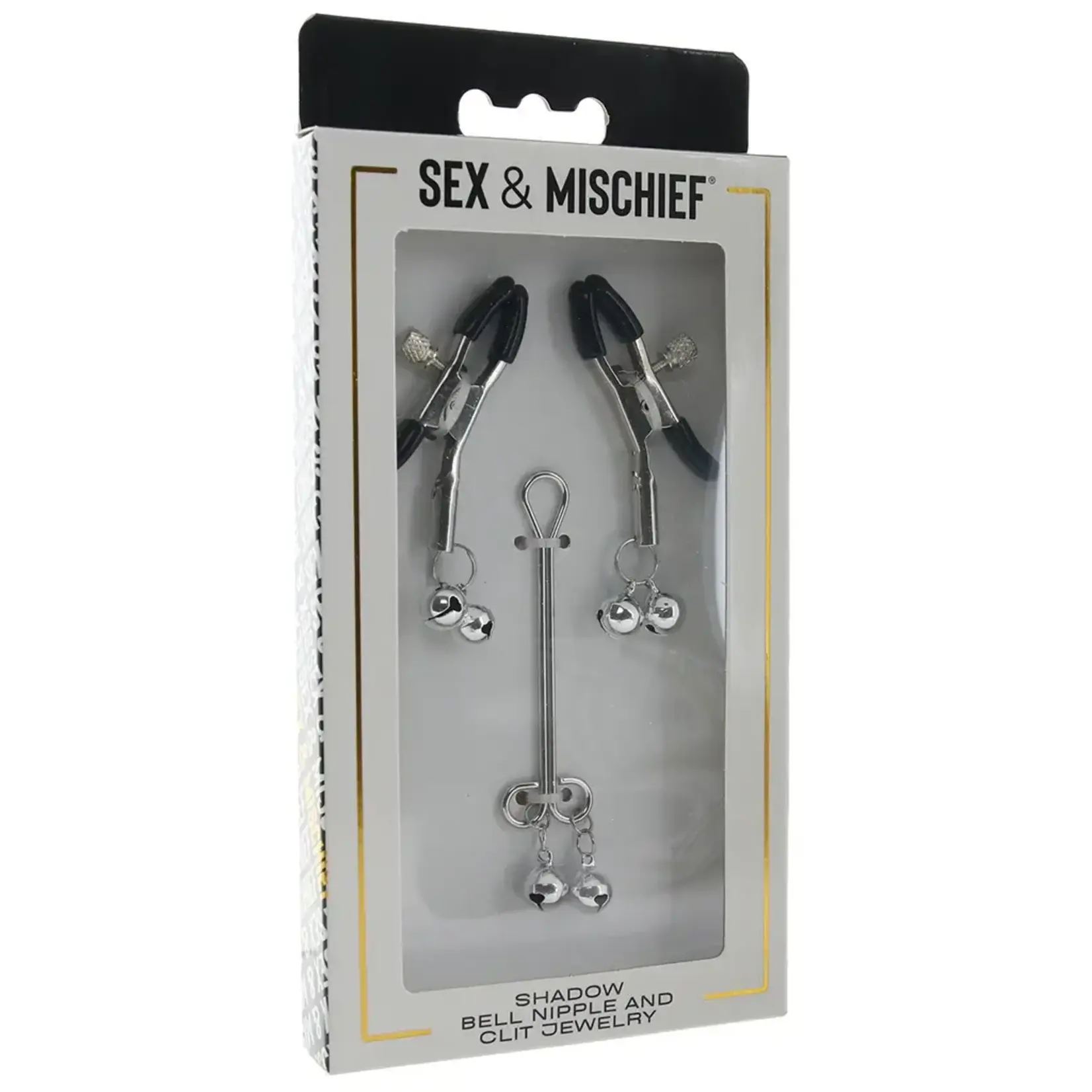 Sportsheets Sex & Mischief Shadow Bell Nipple Clit Jewelry - Black/Silver