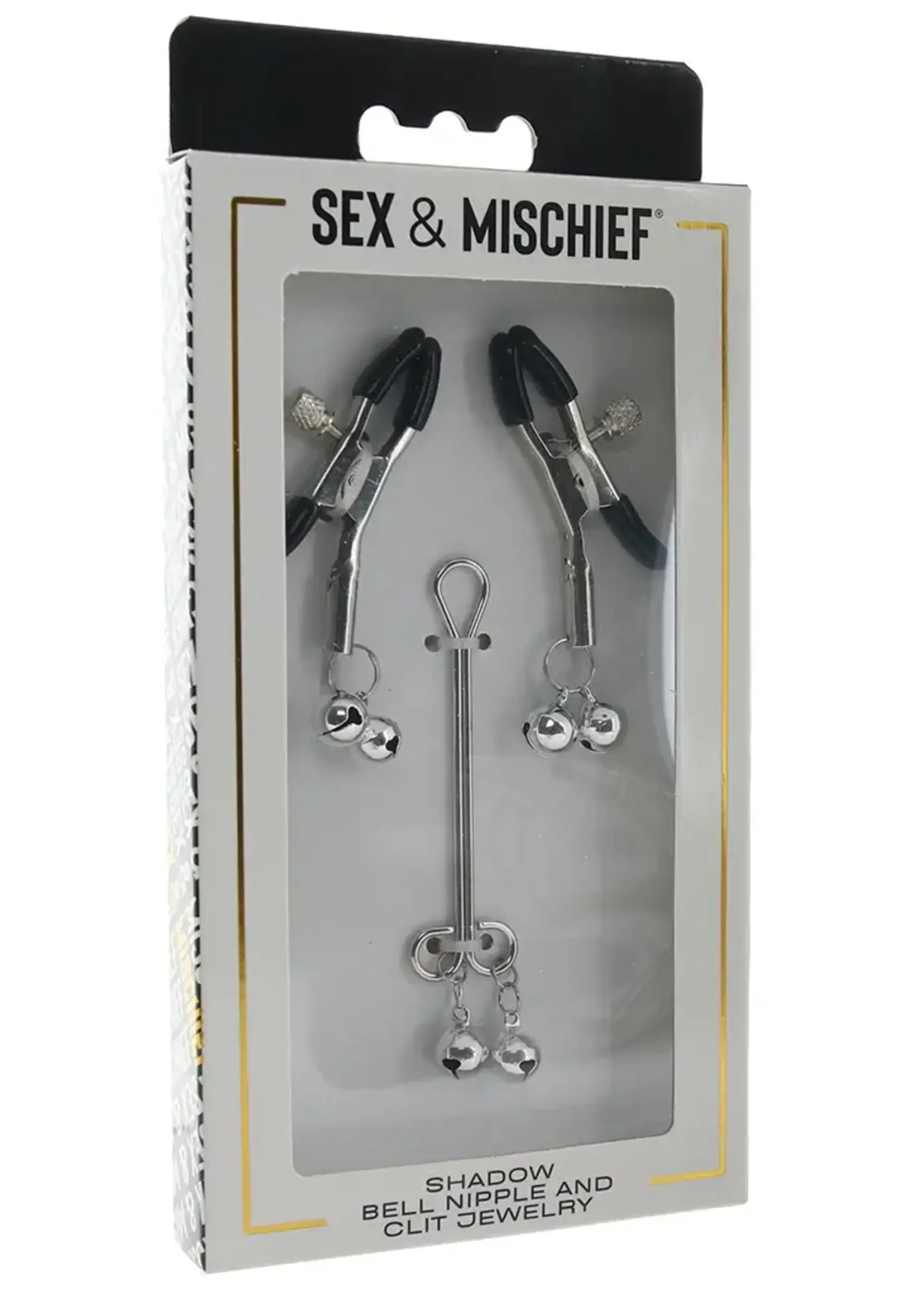 Sportsheets Sex & Mischief Shadow Bell Nipple Clit Jewelry - Black/Silver