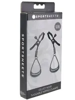 Sportsheets Velvet Noir Tuggable Nipple Clamps - Black