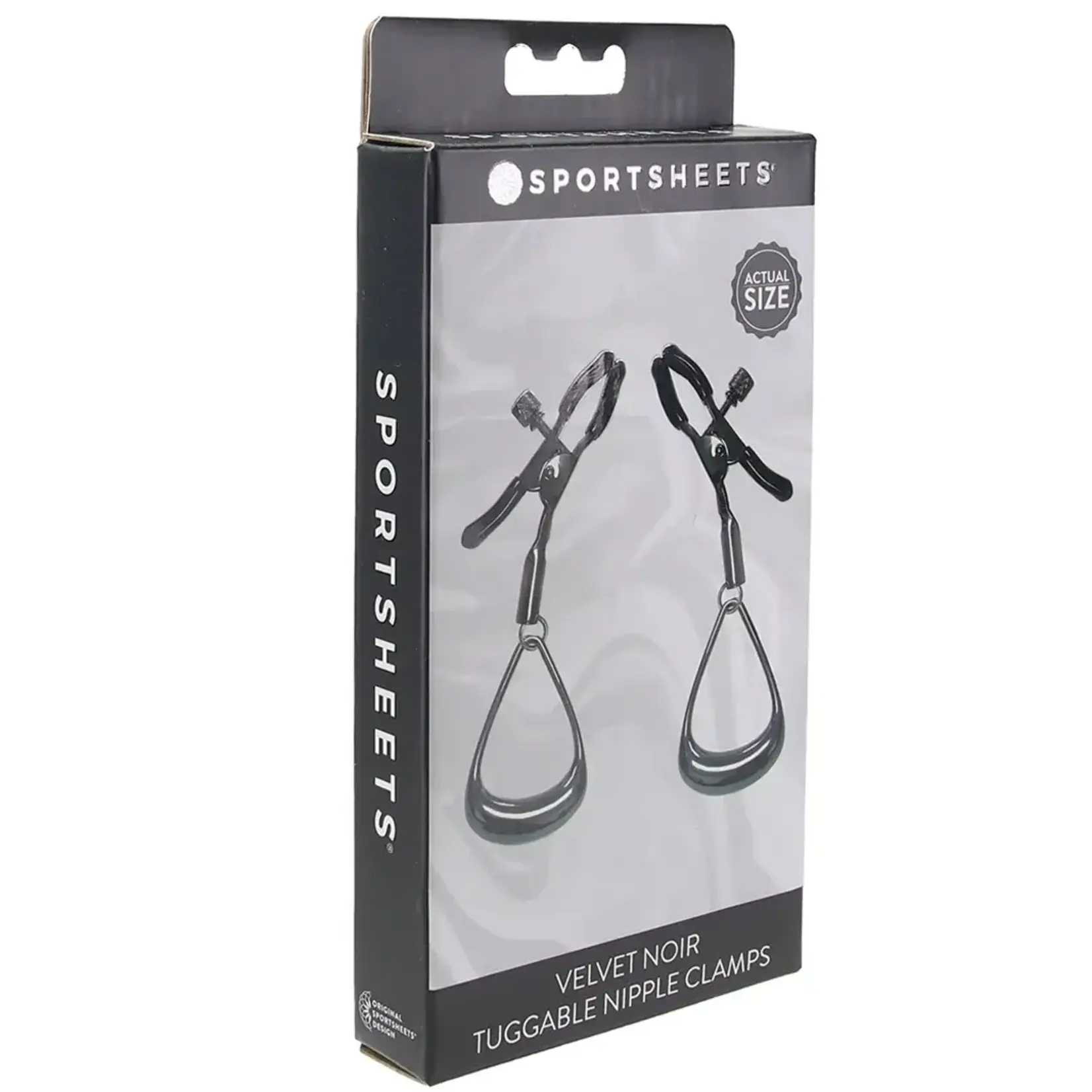 Sportsheets Velvet Noir Tuggable Nipple Clamps - Black