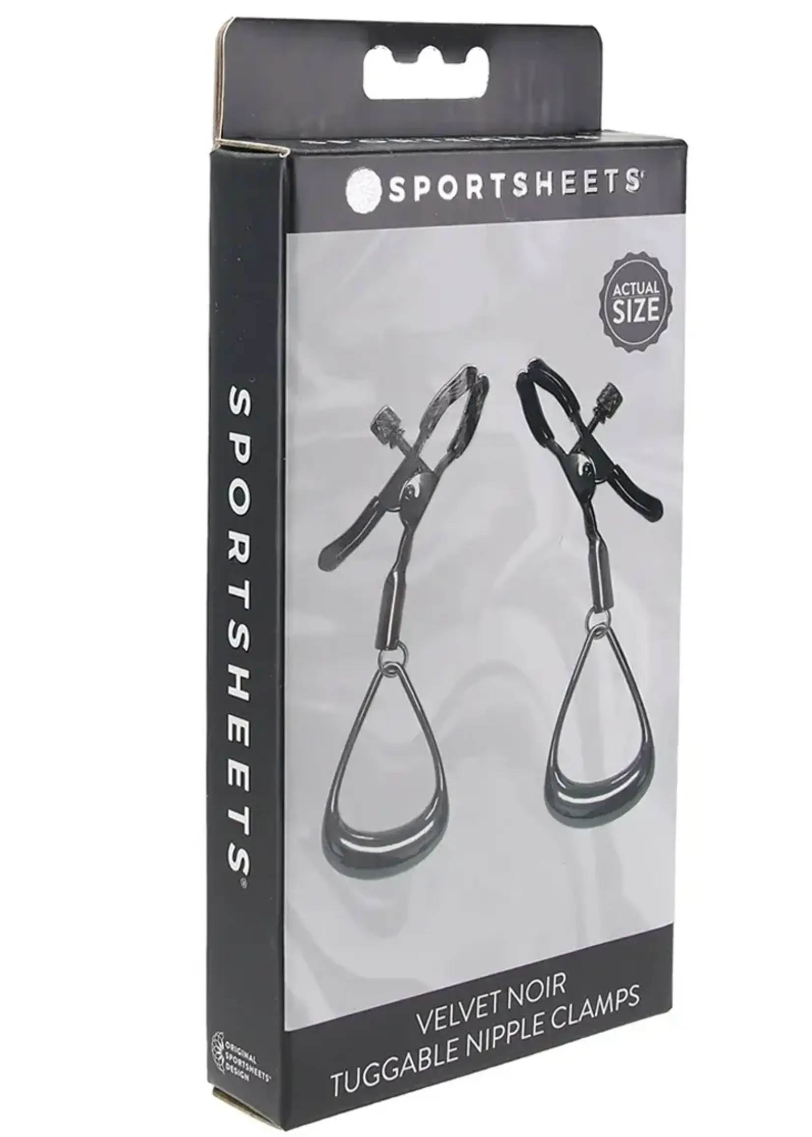 Sportsheets Velvet Noir Tuggable Nipple Clamps - Black