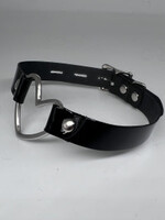 Kookie INTL Black Leather Buckle Heart Collar - M/L