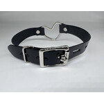 Kookie INTL Black Leather Buckle Heart Collar - S/M