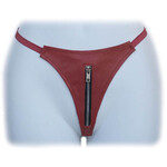 Kookie INTL Red Leather Zipper G-String - O/S