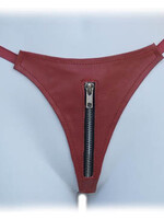 Kookie INTL Red Leather Zipper G-String - O/S