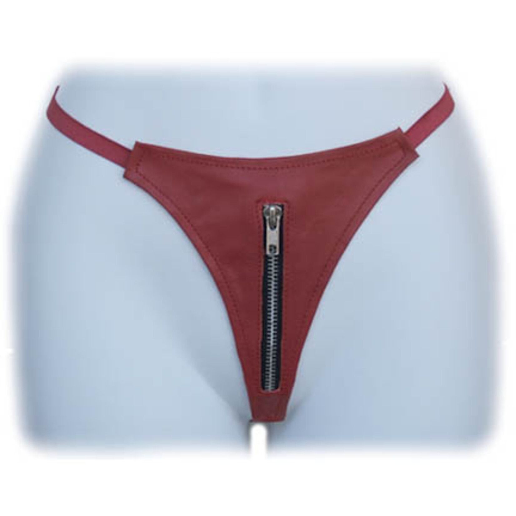 Kookie INTL Red Leather Zipper G-String - O/S