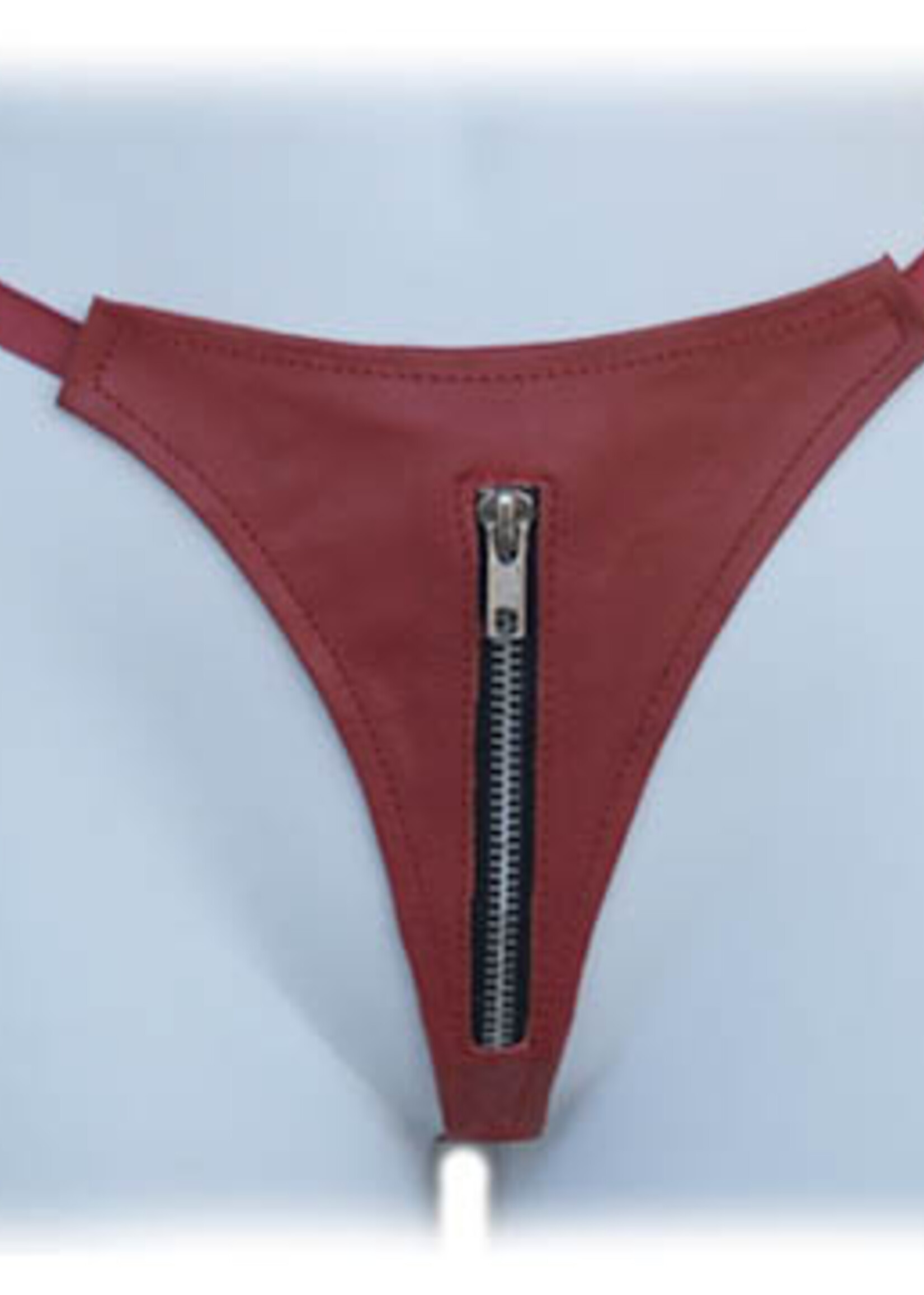 Kookie INTL Red Leather Zipper G-String - O/S