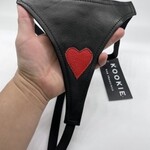 Kookie INTL Black Leather w/ Red Heart G-String - O/S