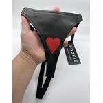 Kookie INTL Black Leather w/ Red Heart G-String - O/S