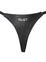 Kookie INTL Black Leather G-String with ID Slut
