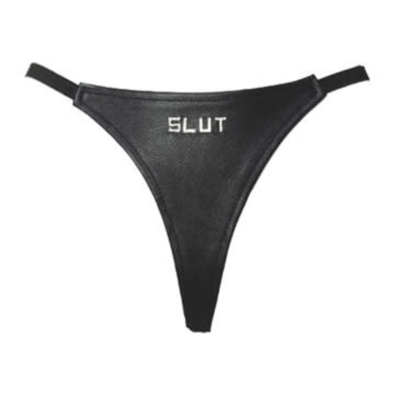 Kookie INTL Black Leather G-String with ID Slut