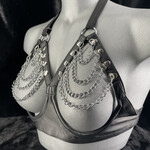 Kookie INTL Leather & Chain Halter Bra - O/S