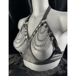 Kookie INTL Leather & Chain Halter Bra - O/S