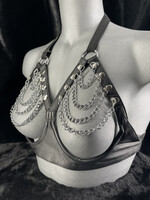 Kookie INTL Leather & Chain Halter Bra - O/S