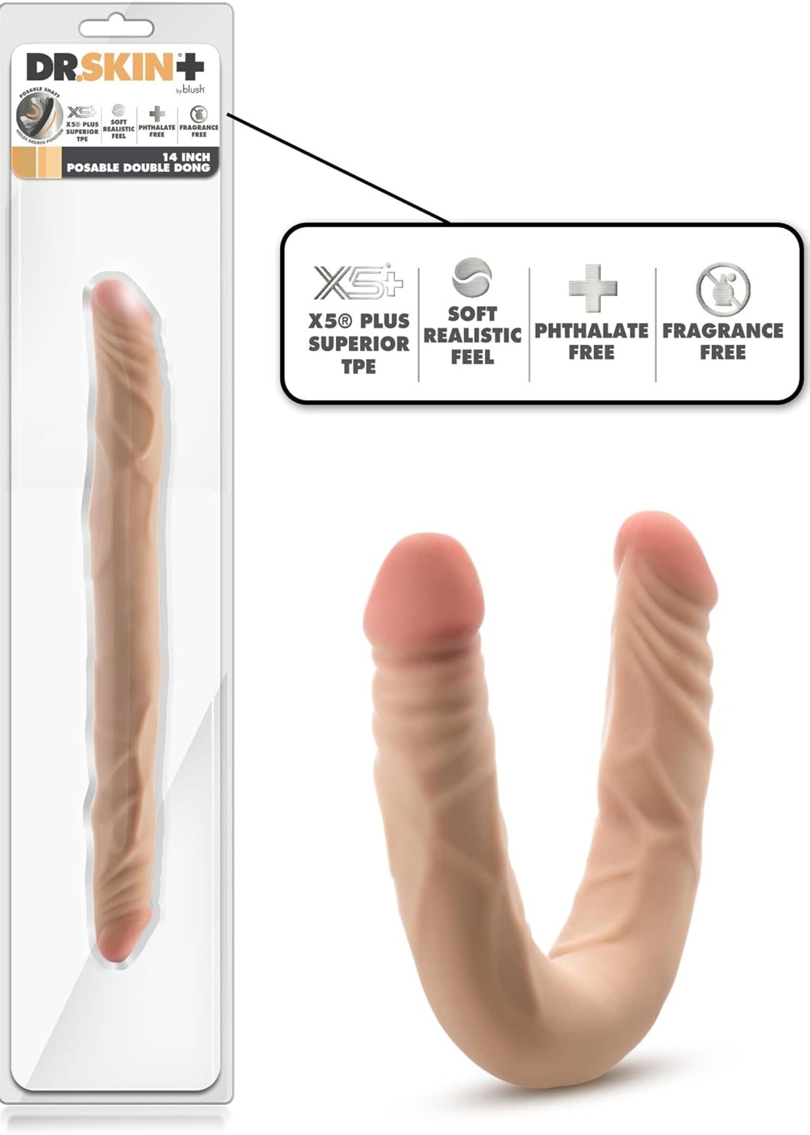 Blush Novelties Dr. Skin Plus 14" Posable Double Dong Beige