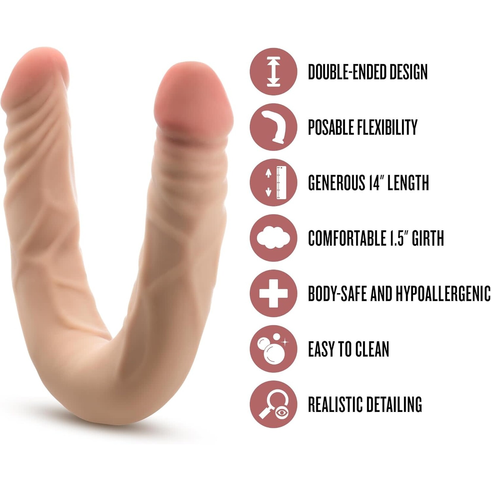 Blush Novelties Dr. Skin Plus 14" Posable Double Dong Beige