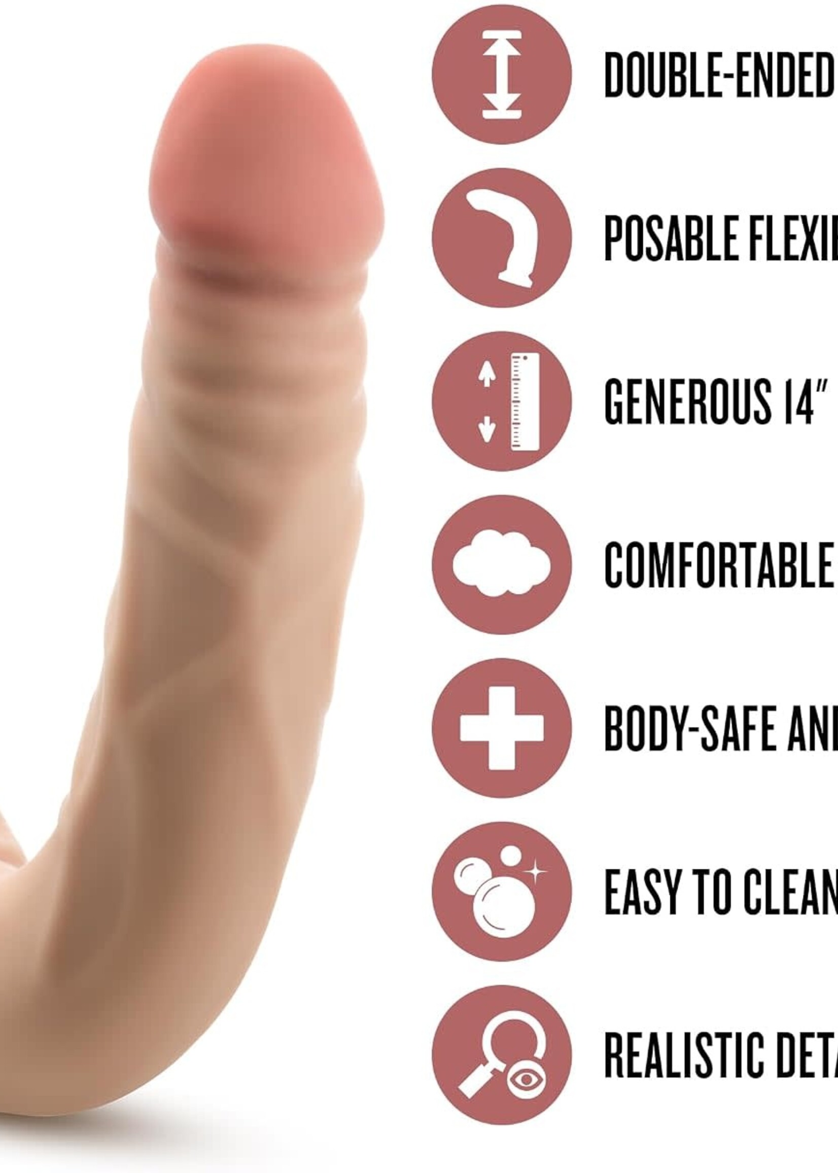 Blush Novelties Dr. Skin Plus 14" Posable Double Dong Beige