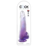 Pipedream King Cock Clear Dildo with Balls 10in - Purple