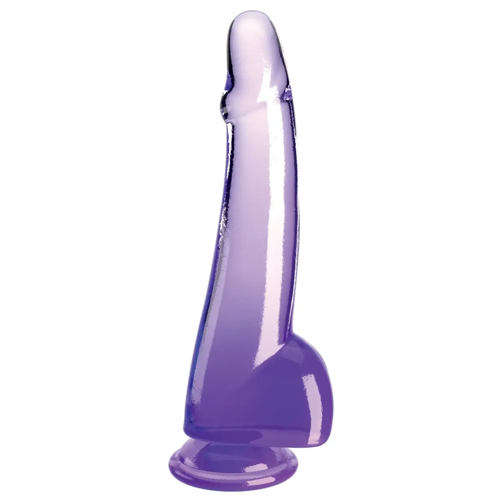 Pipedream King Cock Clear Dildo with Balls 10in - Purple