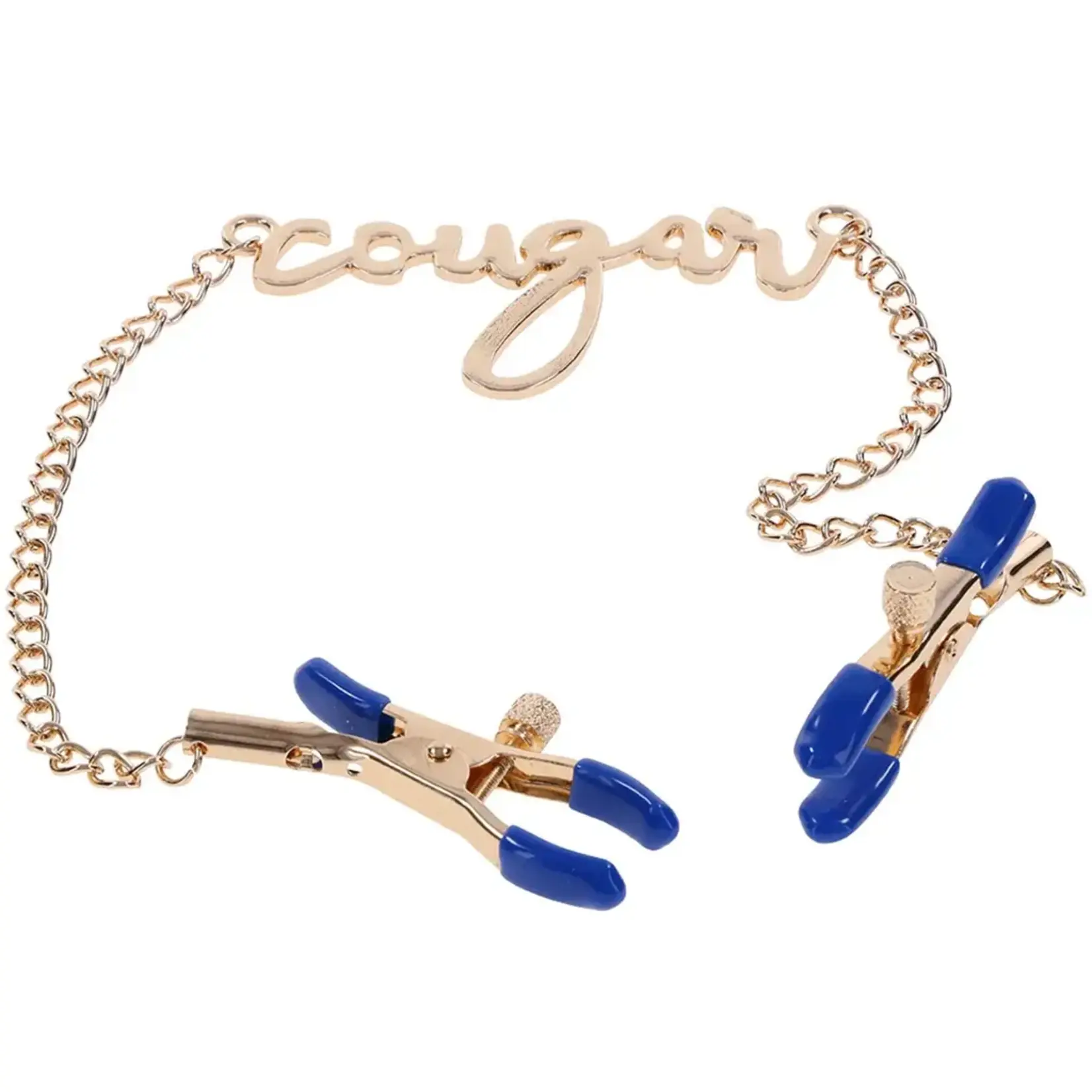 Sportsheets Sex & Mischief Cougar Nipple Clamps - Navy/Gold