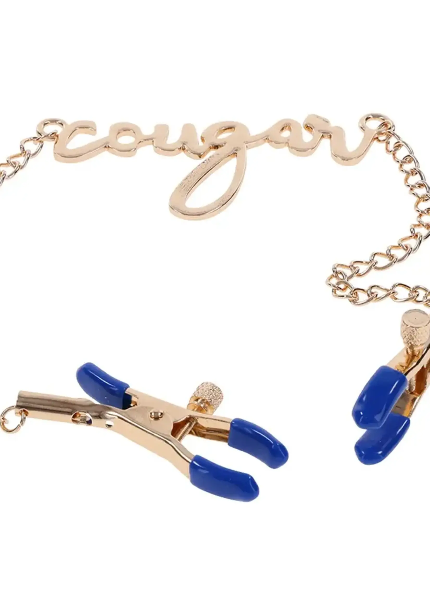 Sportsheets Sex & Mischief Cougar Nipple Clamps - Navy/Gold