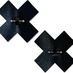 Pastease Pastease Pierced Liquid Black Cross w/Barbell Piercing - Black O/S