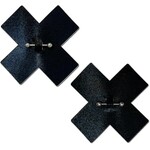 Pastease Pastease Pierced Liquid Black Cross w/Barbell Piercing - Black O/S