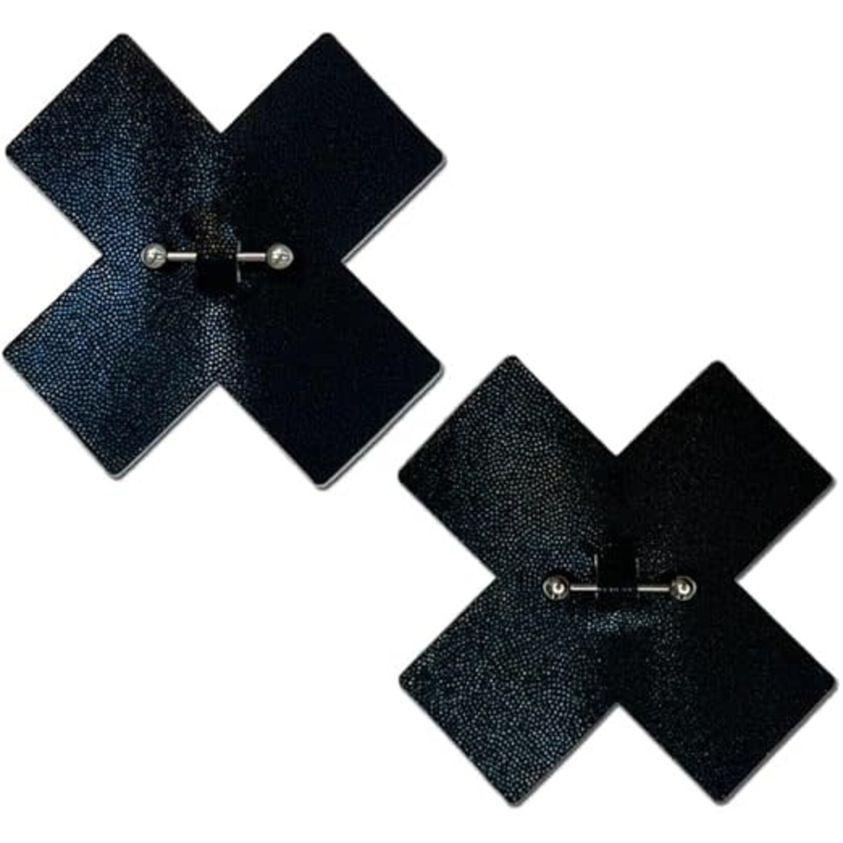 Pastease Pastease Pierced Liquid Black Cross w/Barbell Piercing - Black O/S
