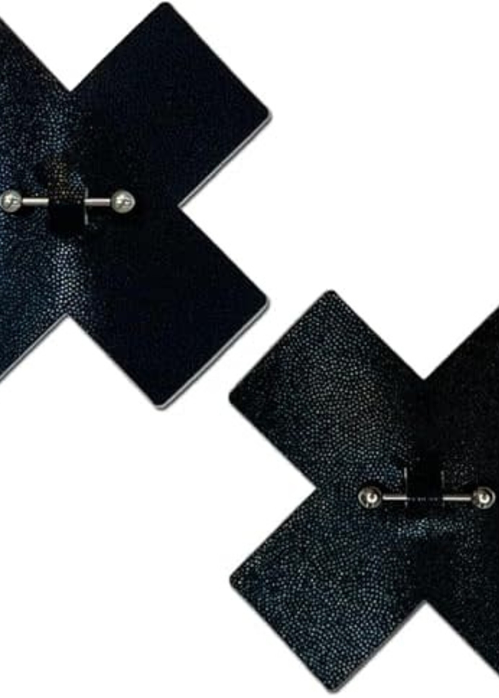 Pastease Pastease Pierced Liquid Black Cross w/Barbell Piercing - Black O/S