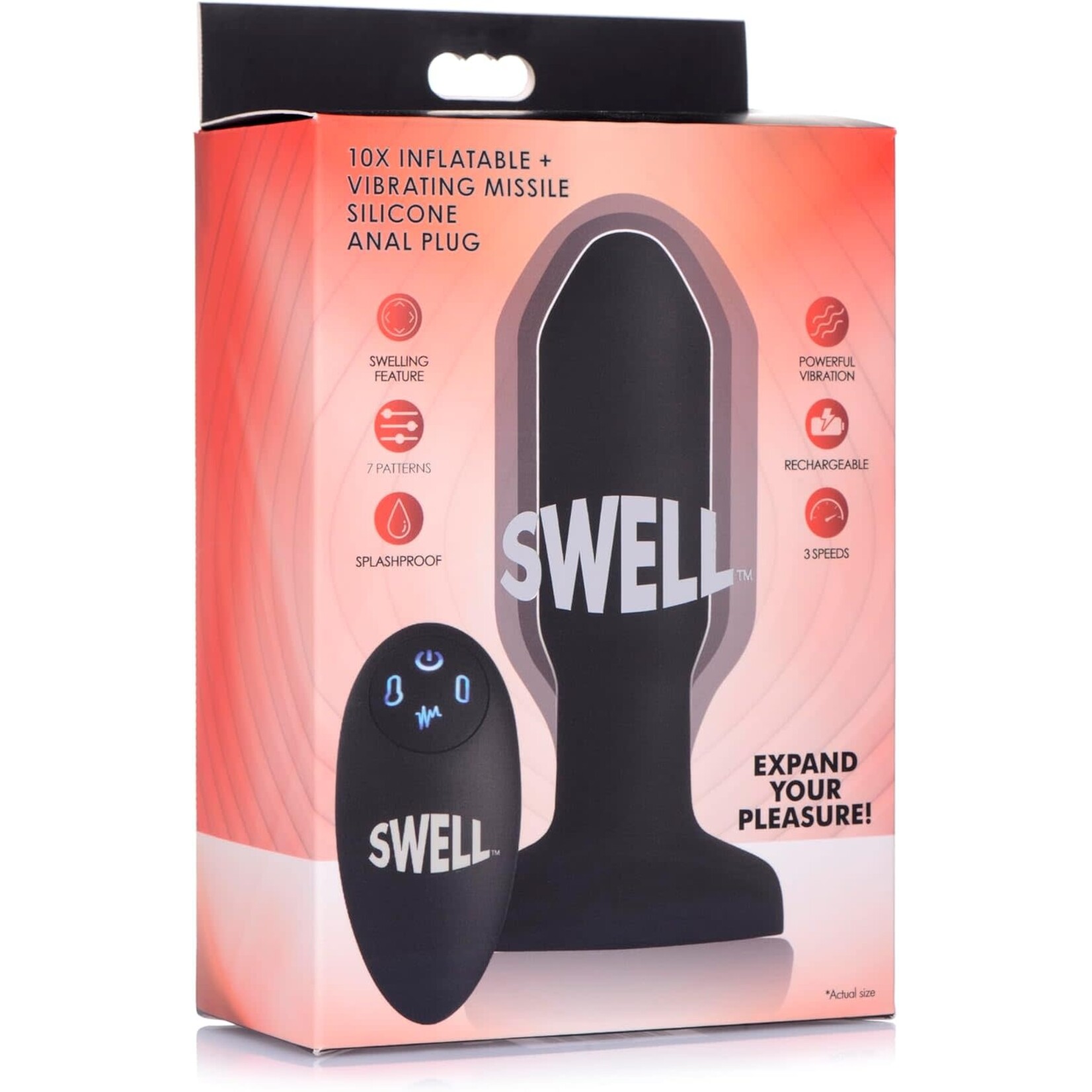XR Brands Swell Swell Worlds First Remote Control Inflatable 10X Vibrating Missile Silicone Anal Plug