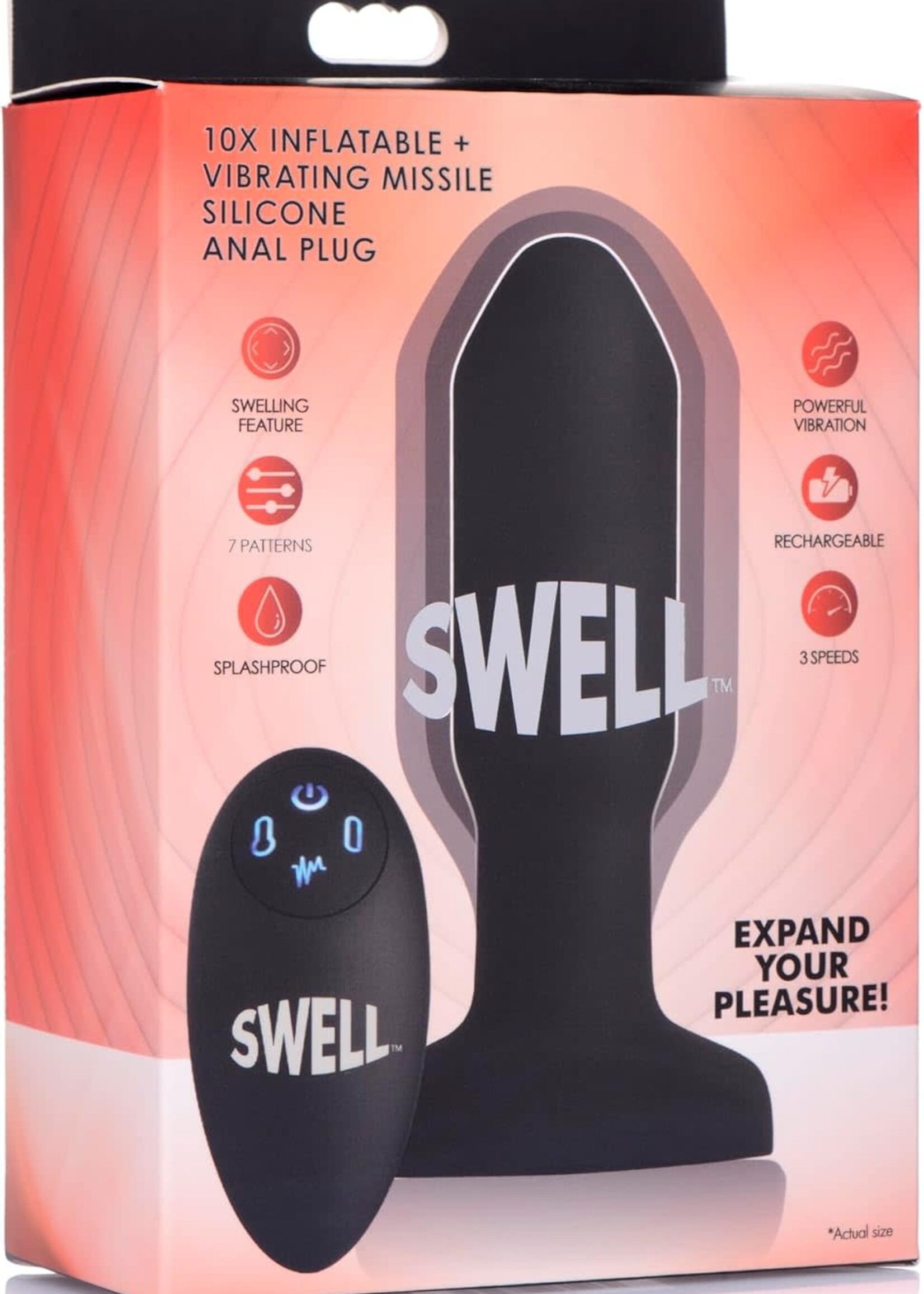 XR Brands Swell Swell Worlds First Remote Control Inflatable 10X Vibrating Missile Silicone Anal Plug