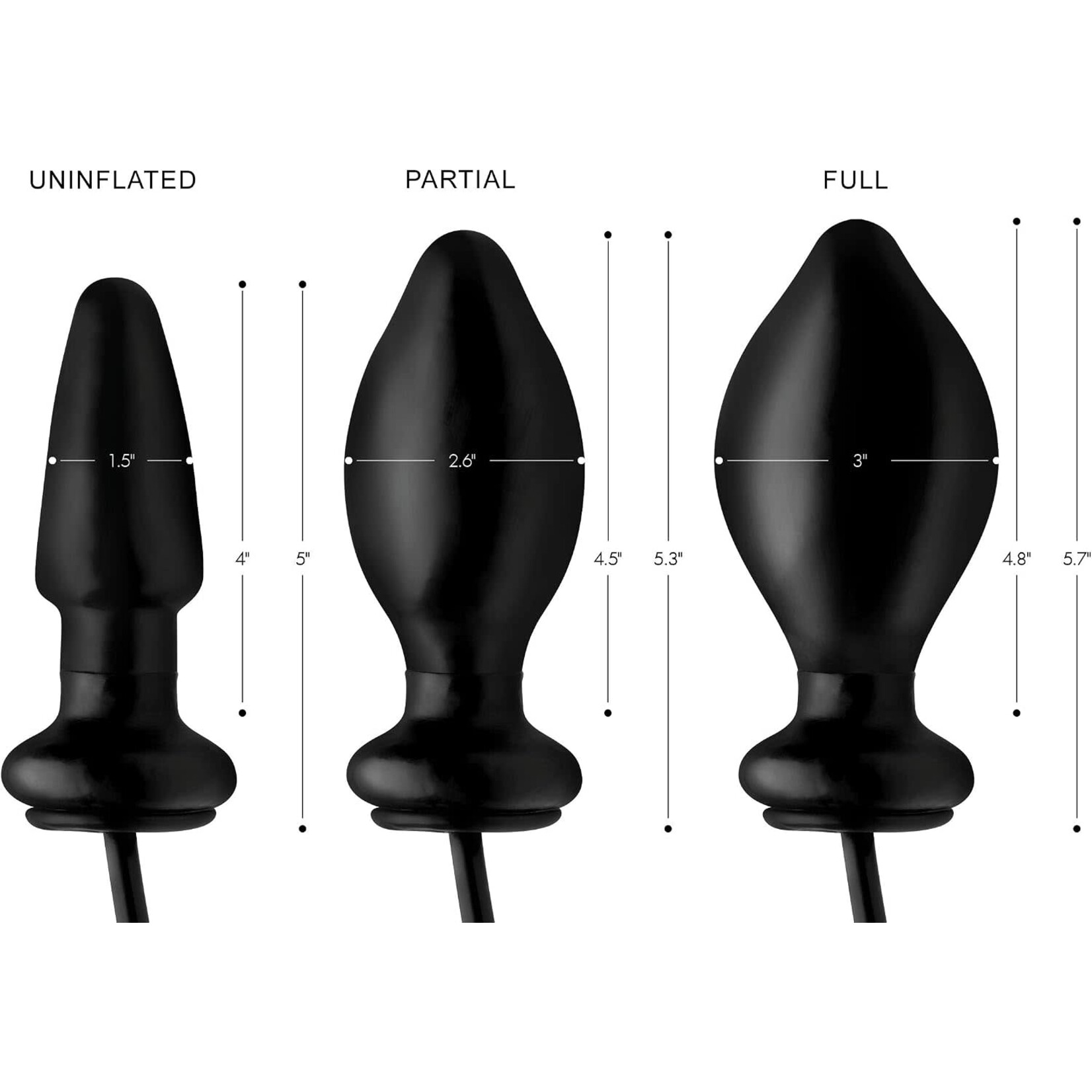 XR Brands Master Series Master Series Ass Expander Magnetic Inflatable Silicone Anal Plug - Black