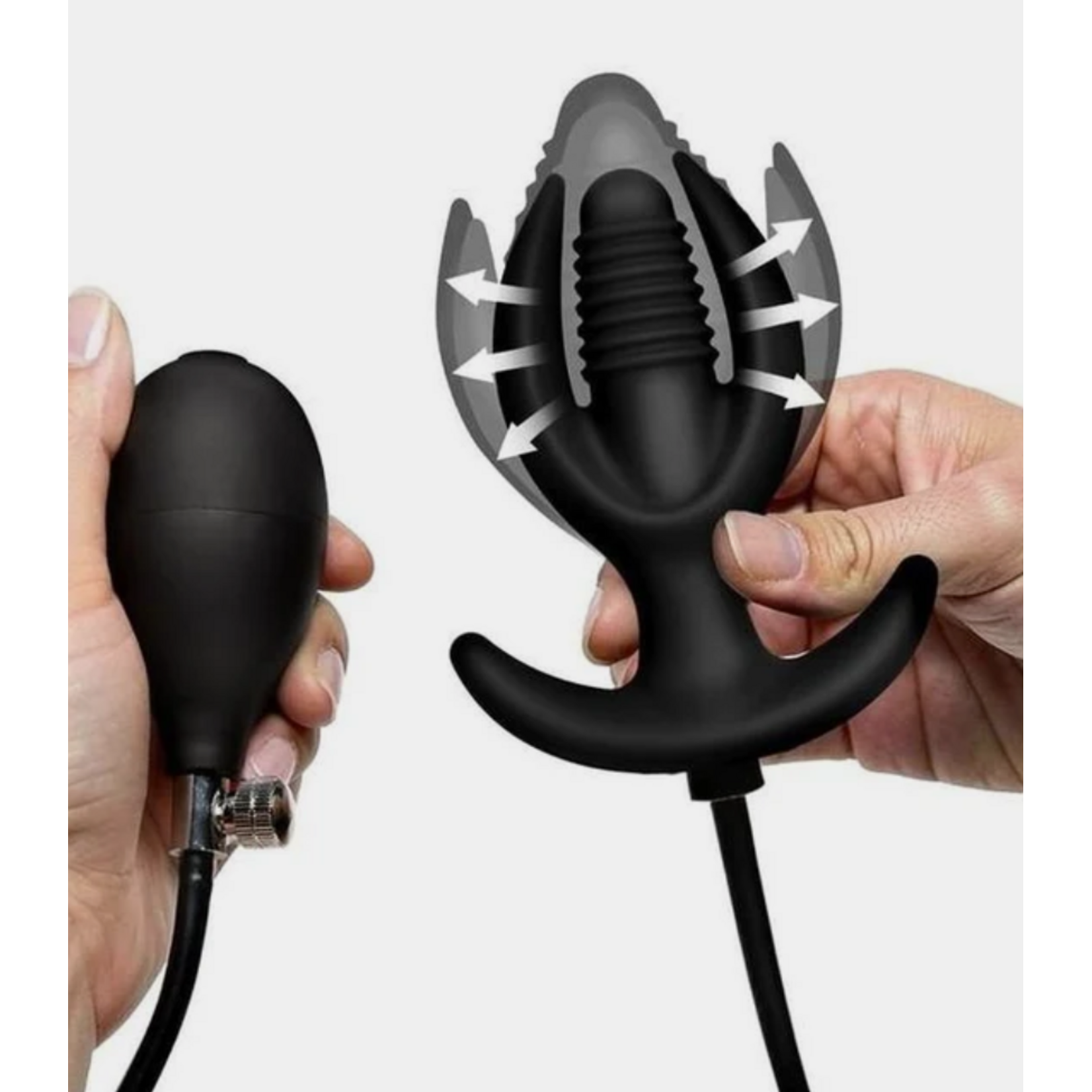 XR Brands Master Series Ass Lock Magnetic Inflatable Anchor Silicone Anal Plug - Black