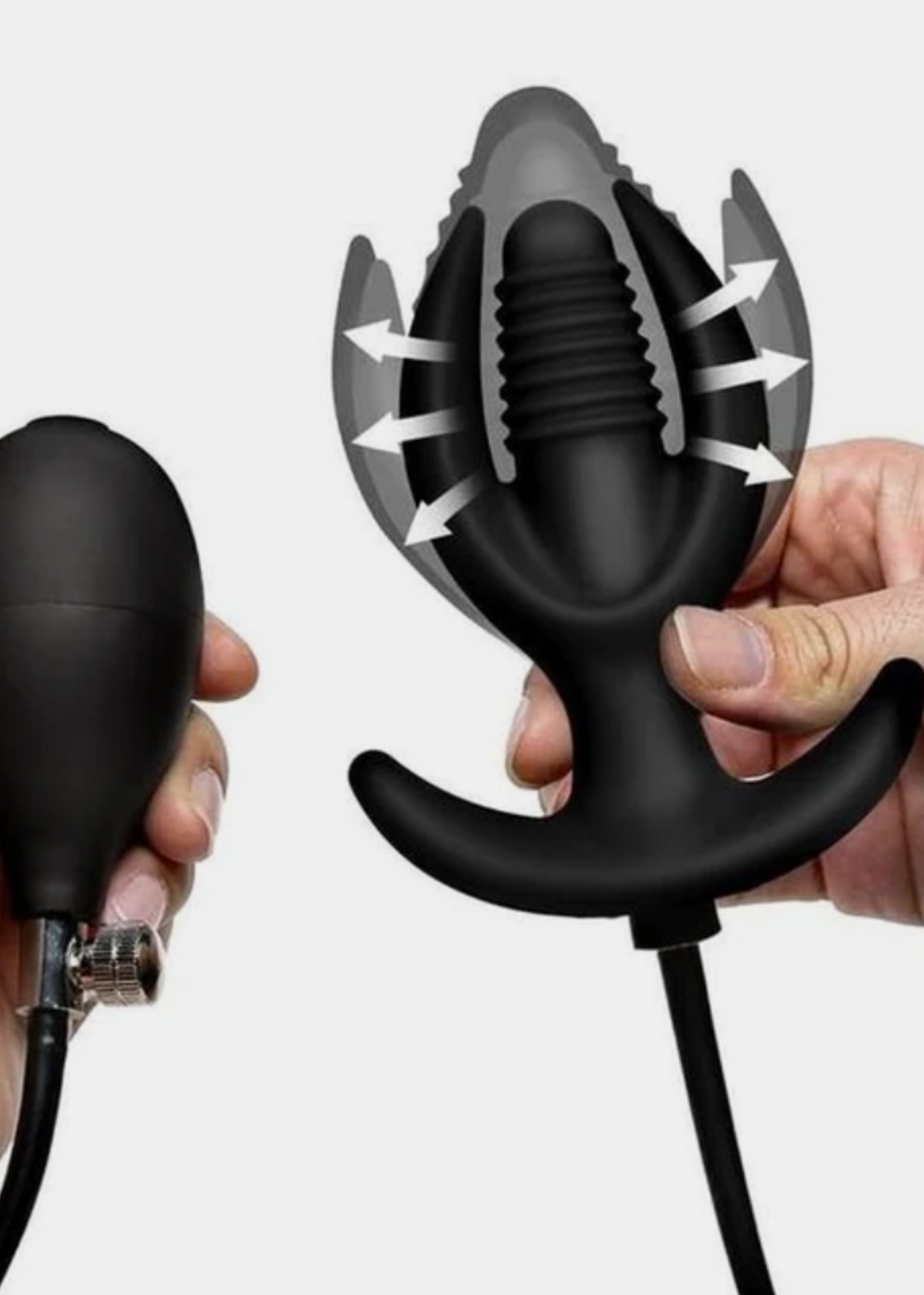 XR Brands Master Series Ass Lock Magnetic Inflatable Anchor Silicone Anal Plug - Black